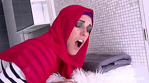 Curvaceous muslim goddess demonstrates skills.