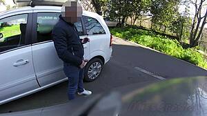 Dick flash on street leads to blowjob and cum in mouth with bystanders close for extreme voyeurism. Misscreamy handles the risky outdoor cfnm action.