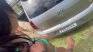 😏 Took my hot latina blonde friends to woods for creampie orgy! 🔥💦