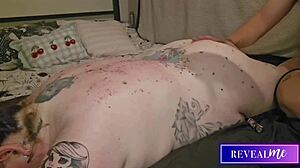 I reveal curvy babe massage with hot wax back tit drip fetish in tight pussy clothes ripped