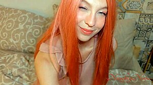 Step-father, I'm stuck babysitting this redhead teen with big ass and natural tits, riding cowgirl in dress.