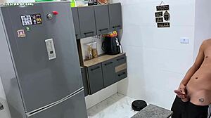 hired maid's tiny shorts tease her delicious latina ass voyeur style