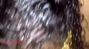 latina mature licks huge saggy tits in lingerie pov