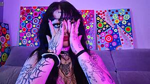 Chubby Spanish Goth Deedee Love Fingers Pierced Nipples and Spits Cum Fetish