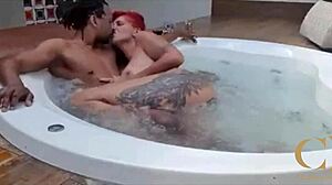 Hydro pool fuck with curvy Brazilian Melissa Devassa riding big black cock 💦🏊‍♀️