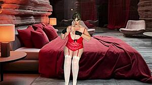 granny carmen in red takes double penetration creampie missionary orgasm