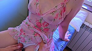 stepsis begs no penetration but wet pussy rub cums on dress