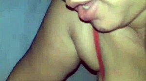 latina mature licks huge saggy tits in lingerie pov