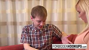 Big boobed babe rides stepbrothers fat cock in hardcore taboo fuck