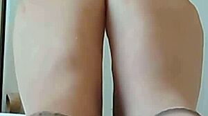 chubby german feet in pantyhose tease for fetish lovers closeup