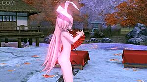 megurine luka goes full nude in red leaf mod