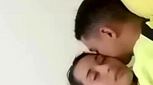 sexy couple fucks passionately on bed with wet intensity