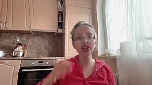 Fetish girl poses with huge kinky glasses long nails