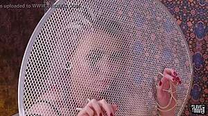 dominated bdsm slut gags bound and drenched in piss!