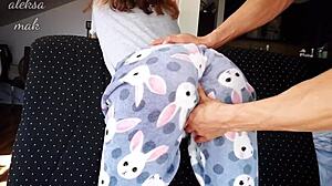 stepdaddy spanks my wet teen ass red then fingers slutty pussy rough