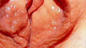 mature blonde wife spreads huge wet shaved pussy lips outdoors