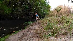 strangers rip clothes for wet pussy licking at the waterfall