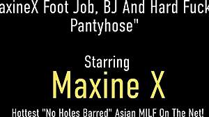 Maxine X talks dirty while getting feet covered in sperm