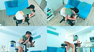 long sweaty bike workout with athletic asian biker babe 💦🚴‍♀️🔥