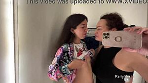 me n my horny brunette teen milf bitch kissin n fingering hairy pussies in public locker room taboo