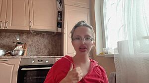 Fetish girl poses with huge kinky glasses long nails