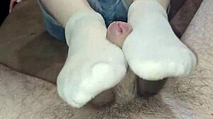Socksjob Fills Cute Neighbor's Socks with Huge Cum Load