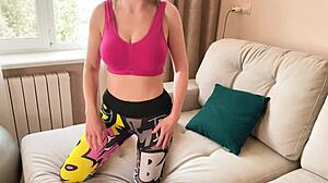 Russian wife cheats on husband with friend in doggy and missionary moans