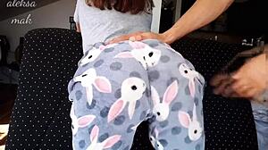 stepdaddy spanks my wet teen ass red then fingers slutty pussy rough