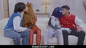Nerdy Stepbros Seduce Cosplay Stepsisters into Wild Orgy Ride
