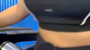 ahh after gym hottie bathroom masturbation pussy lick creampie orgasm