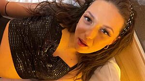 i can't stop spitting on this skinny brunette's long legs cock massage