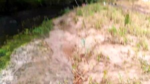 strangers rip clothes for wet pussy licking at the waterfall