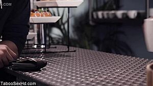 hot brunette with long legs rides her boss cock wildly 🔥