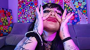 Chubby Spanish Goth Deedee Love Fingers Pierced Nipples and Spits Cum Fetish