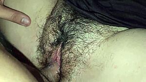 Wife's easy hairy pussy creampie close-up first time homemade