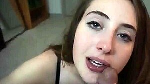playful slut deepthroats cock begging for hot facial cumshot