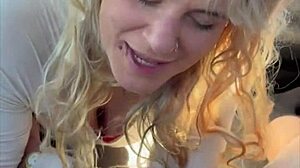 Blonde Hooker Delivers Deep BBBJ Then Bent Over for Bareback Ass Cumshot