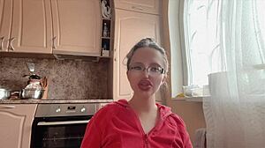 Fetish girl poses with huge kinky glasses long nails