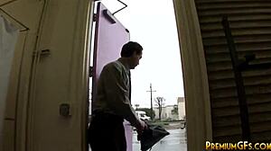 Izzy Bella Blu strokes big cock horny handjob explosion