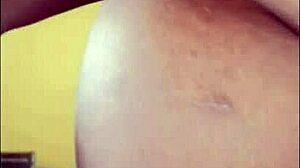 Sexy ebony milf rides fat cock cowgirl in steamy bath moaning loud