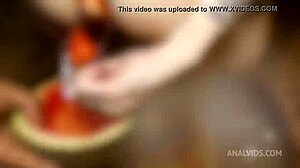 cris bathory's fruit fetish fuels wild brazilian dp anal penetration