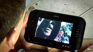 skinny tattooed babes in lingerie bound tied up licking tits pussy in truck threesome