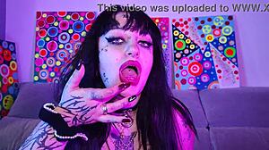 Chubby Spanish Goth Deedee Love Fingers Pierced Nipples and Spits Cum Fetish