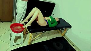 FOOT BATH TURNS INTO SUCKING TOES AND CUMMING ON HER PERFECT FEET