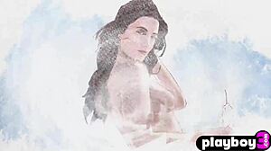 gorgeous brunette milf alexandra belle strips naked posing perfect body outdoors