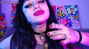 Chubby Spanish Goth Deedee Love Fingers Pierced Nipples and Spits Cum Fetish