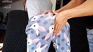 stepdaddy spanks my wet teen ass red then fingers slutty pussy rough