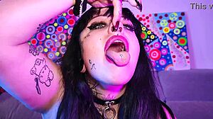 Chubby Spanish Goth Deedee Love Fingers Pierced Nipples and Spits Cum Fetish