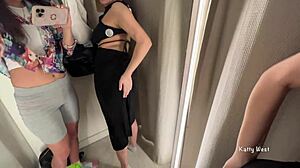 me n my horny brunette teen milf bitch kissin n fingering hairy pussies in public locker room taboo