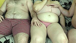 hey cuckold hubby left me with his fat pervert friends they breed my hairy bbw pussy missionary bareback creampie dump